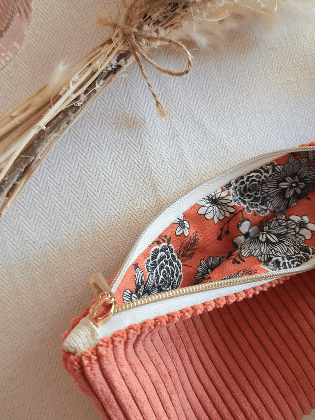 Trousse velours corail