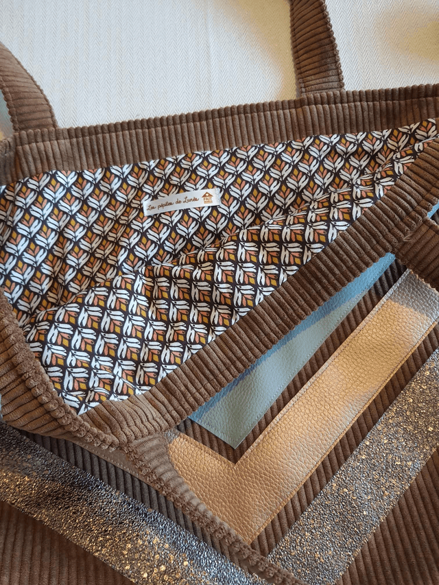 Sac cabas velours côtelé marron